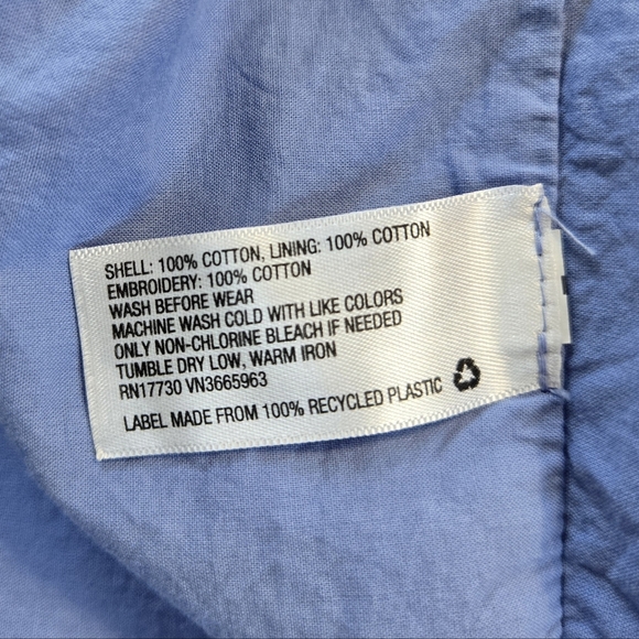 Cat & Jack Girls Blue Chambray Embroidered Ruffle Sleeveless Scalloped‎ Dress 5T - Picture 11 of 11